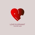 Elephant love heart logo icon template design for brand or company and other Royalty Free Stock Photo