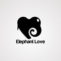 Elephant love logo vector, icon, element, and template