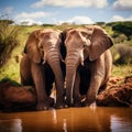 Ai Generated illustration Wildlife Concept of Elephant Love