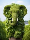 An elephant made out of green plants, AI