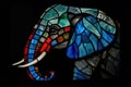 An elephant made of stained glas on a dark background created with generative AI technology