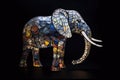 An elephant made of stained glas on a dark background created with generative AI technology
