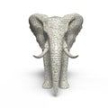 Elephant Made Of Stone In White Background