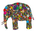 Elephant made up of colors