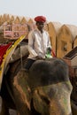 Elephant and Mahout at Amber Fort Royalty Free Stock Photo