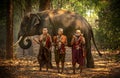 Elephant mahout portrait. The Kuy Kui People of Thailand. Elephant Ritual Making or Wild Elephant Catching. The mahout and the