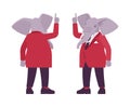 Elephant man, elegant mister, animal head stylish human attention gesture