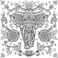 Elephant mandala. Animal Vector illustration. Royalty Free Stock Photo