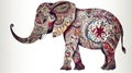 Elephant with mandala ornament. Asian elephant coloring book animal