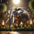 An elephant marches in a beautiful light Royalty Free Stock Photo