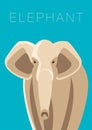 Elephant. Minimalistic Vector Illustration On Blue Background.