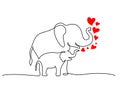 Elephant mother with baby cub. Family love. Mothers day concept.