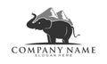 Elephant and mountain vector logo