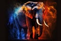 Elephant Natural Background With Fiery Explosion. Generative AI Royalty Free Stock Photo