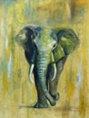 Elephant oil painting, colorful and abstract. Hand made painting.