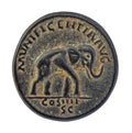 Elephant on old roman coin