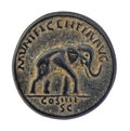Elephant on old roman coin Royalty Free Stock Photo