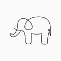 Elephant one line drawing. Continuous line animal. Hand-drawn illustration for logo, emblem and design card, poster.