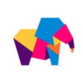 Elephant origami. Abstract colorful vibrant elephant logo design. Animal origami. Vector illustration Royalty Free Stock Photo