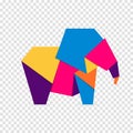 Elephant origami. Abstract colorful vibrant elephant logo design. Animal origami. Vector illustration Royalty Free Stock Photo