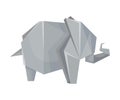 Elephant Origami Figure Vector Illustration. Art of Paper Folding Concept