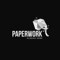 Elephant origami paper mascot animal logo template