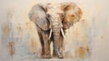 Minimalistic Impasto Elephant Painting On Beige Background Royalty Free Stock Photo