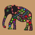 Elephant painted markers, bright illustration f