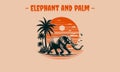 elephant and palm vector artwork design