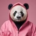 Conceptual Portraiture: Panda Bear In Pink Jacket - 8k Photorealistic Portraits