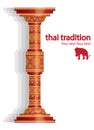 Elephant pattern background on pillar vector