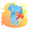 Elephant pet isolated holding heart