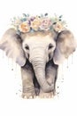 An Elephant painted with flowers crown
