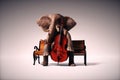 Elephant playing contrabass