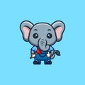 Elephant Plumber Cute Creative Kawaii Cartoon Mascot