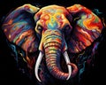 The elephant is pnting on the black. Royalty Free Stock Photo