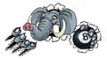 Elephant Pool 8 Ball Billiards Mascot Cartoon Royalty Free Stock Photo