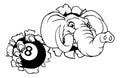 Elephant Pool 8 Ball Billiards Mascot Cartoon Royalty Free Stock Photo