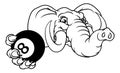 Elephant Pool 8 Ball Billiards Mascot Cartoon