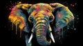 Elephant portrait painted by Generative AI