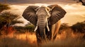 Elephant portrait savannv safari, nature documentary, generative AI