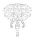 Elephant portrait zen coloring book Royalty Free Stock Photo