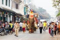 Elephant procession for Lao New Year 2014 in Luang Prabang, Laos Royalty Free Stock Photo