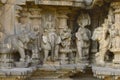 Elephant riders on the lowermost portion of the Kopeshwar Temple, Khidrapur, Maharashtra Royalty Free Stock Photo