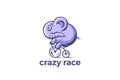 Elephant riding Bicycle Funny Logo Design vector