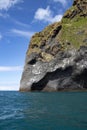 The Elephant Rock in Westman Islands. Basalt rock volcanic formation in Vestmannaeyjar, Iceland.