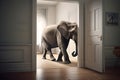 elephant in the room, neural network generated photorealistic image