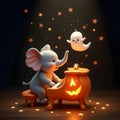 Elephantâs Halloween Piano Recital Royalty Free Stock Photo