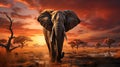 Elephant on savana Royalty Free Stock Photo