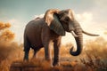 Elephant savannah wildlife. Generate Ai Royalty Free Stock Photo